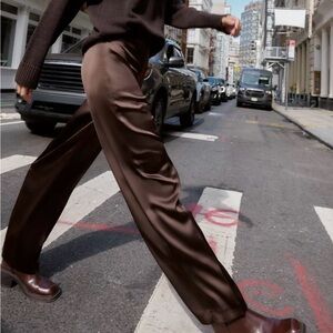 NWT Zara Satin Straight Leg Pants